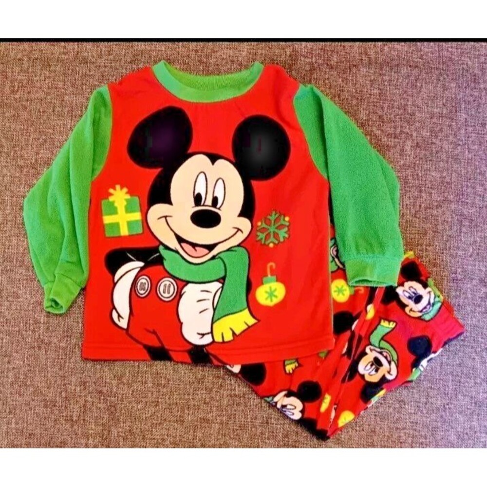 pajama 2T Disney 2 piece Holiday Christmas sleepwear Set Mickey Fleece